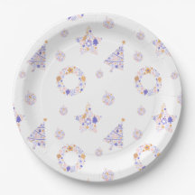 Purple Christmas Party Plates - set 3