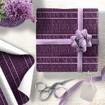 Purple Christmas Pattern#34 ID1009 Wrapping Paper<br><div class="desc">If you are wondering what colour combinations to pick for your Christmas decor and gift wrap supplies this year, I've created collections of coordinating patterns to make life just a bit easier. This elegant Christmas typography design features 'We Wish You a Merry Christmas" (repeat three times) '& A Happy New...</div>