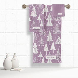 Purple Christmas Pattern#6 ID1009 Bath Towel Set