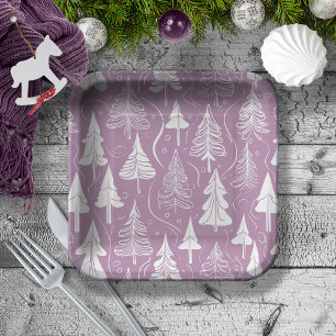 Purple Christmas Pattern#6 ID1009 Paper Plate