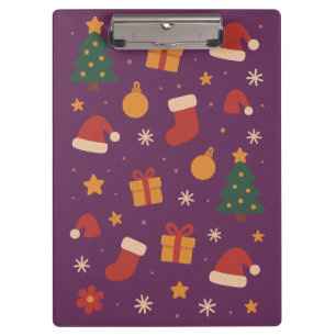Purple Christmas Pattern Aesthetic – Cute Holiday  Clipboard