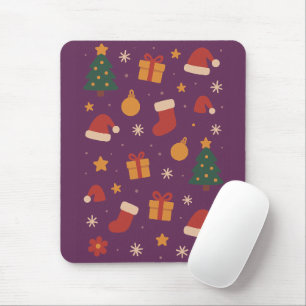 Purple Christmas Pattern Aesthetic – Cute Holiday Mouse Pad