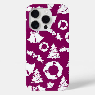 Purple Christmas Pattern iPhone 15 Pro Case