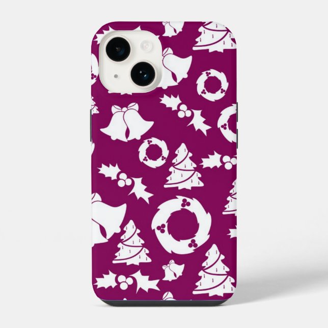Purple Christmas Pattern iPhone Case (Back)