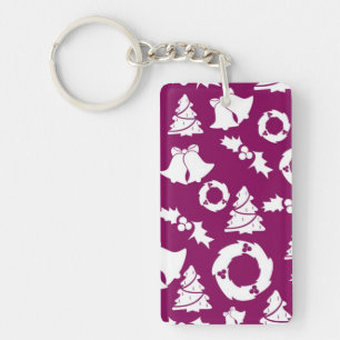 Purple Christmas Pattern Key Ring