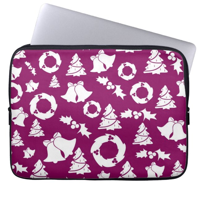 Purple Christmas Pattern Laptop Sleeve (Front)
