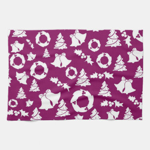 Purple Christmas Pattern Tea Towel