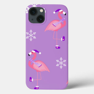 purple christmas santa claus flamingo iPhone 13 case