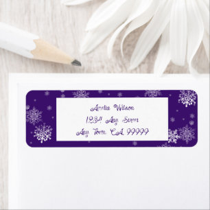 Purple Christmas Snowflakes Label