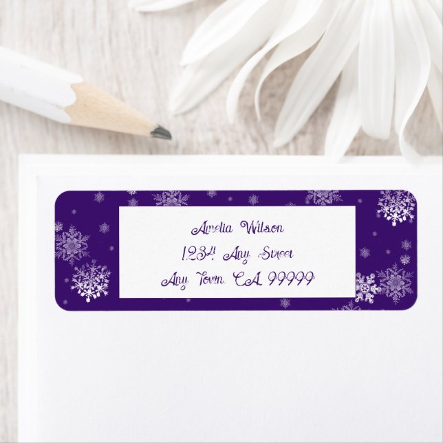 Purple Christmas Snowflakes Label (Insitu)