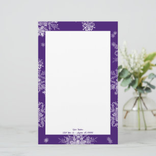 Purple Christmas Snowflakes Personalised Stationery