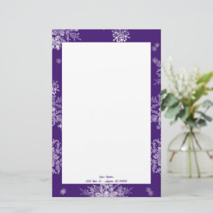 Purple Christmas Snowflakes Stationery