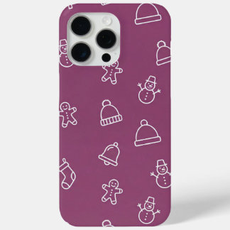 Purple Christmas texture with festive elements iPhone 15 Pro Max Case