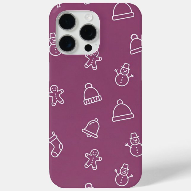 Purple Christmas texture with festive elements Case-Mate iPhone Case (Back)