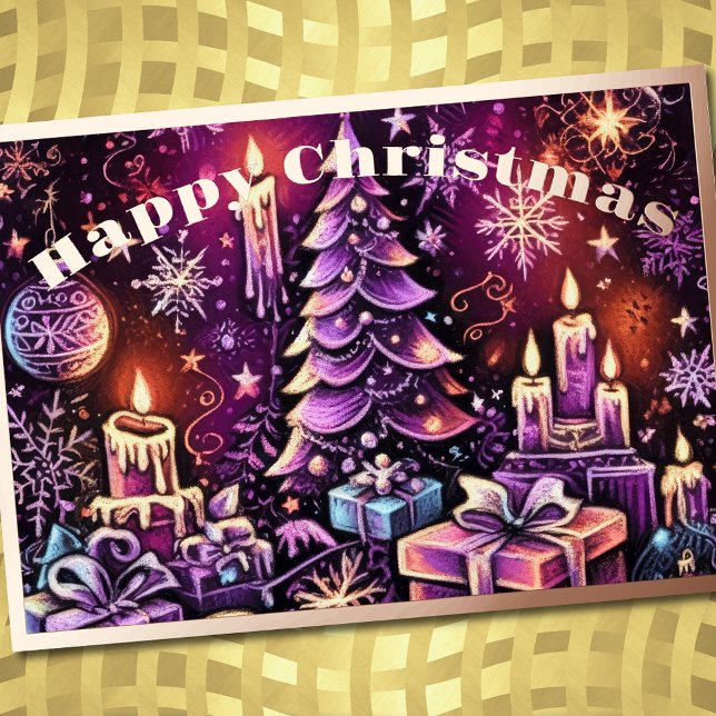 Purple Christmas Theme Hard Pastel Drawing (Creator Uploaded)