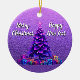 Purple Christmas Tree Ceramic Tree Decoration