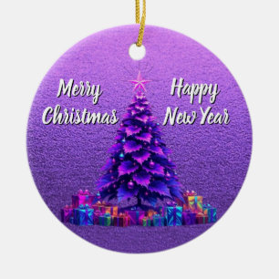 Purple Christmas Tree Ceramic Tree Decoration