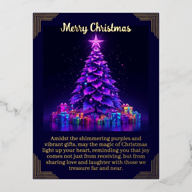 Purple Christmas Tree Foil Card (Front)