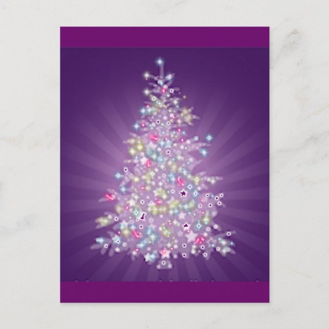 Purple Christmas Tree Holiday Postcard (Front)