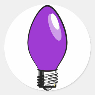Purple Christmas Tree light Classic Round Sticker