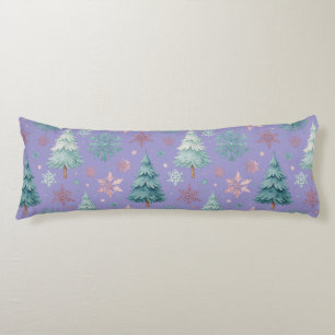 Purple Christmas Tree & Snowflake Body Pillow