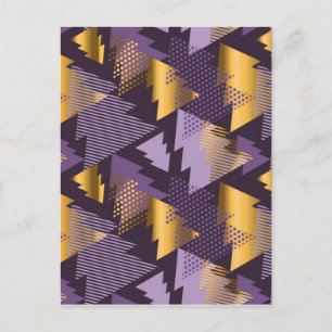purple christmas trees holiday postcard