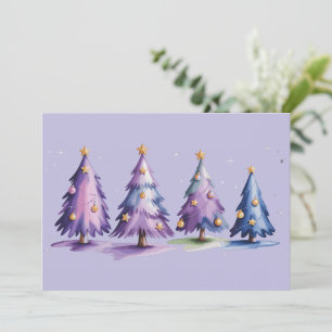 Purple Christmas Trees Winter Holiday