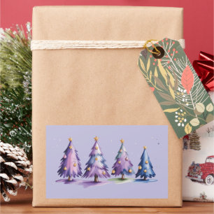 Purple Christmas Trees Winter Holiday Rectangular Sticker