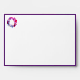 Purple CHRISTMAS WREATH Festive Holiday Envelope