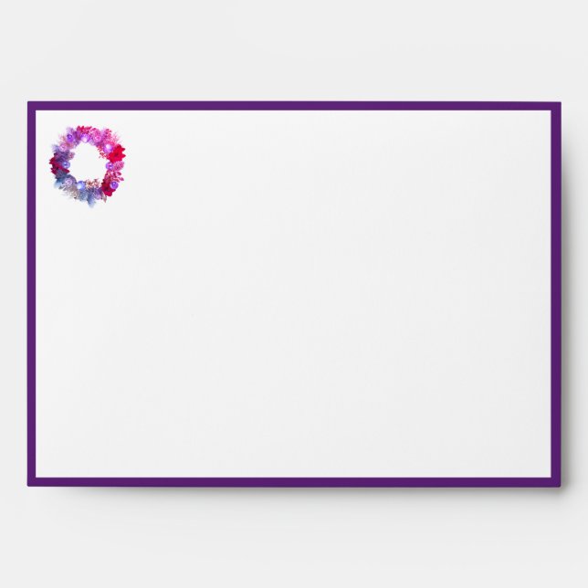 Purple | CHRISTMAS WREATH | Festive Holiday Envelope (Front)