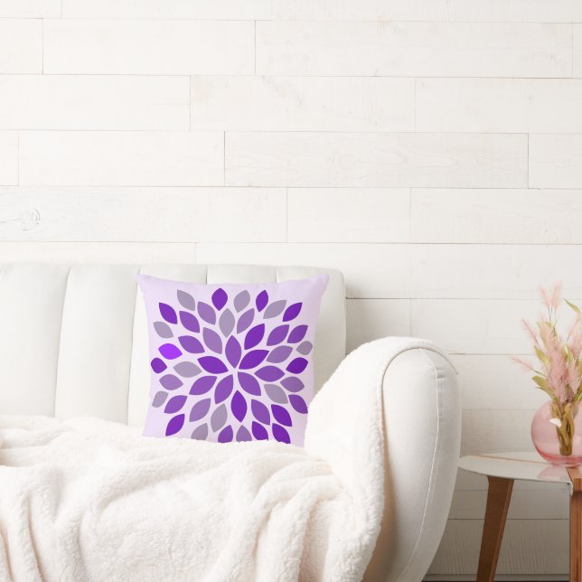 Purple Chrysanthemum Floral Pillow (Couch)