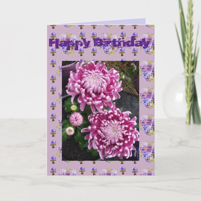 Purple Chrysanthemum Flower Floral Photo art Card (Front)