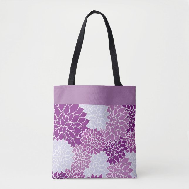 Purple Chrysanthemum Pattern Tote Bag (Front)