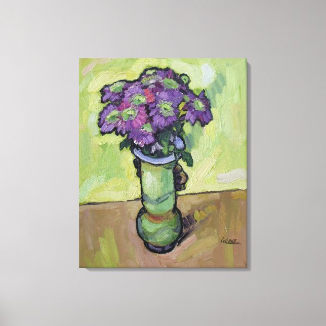 'Purple Chrysanthemums' Canvas Print (Front)