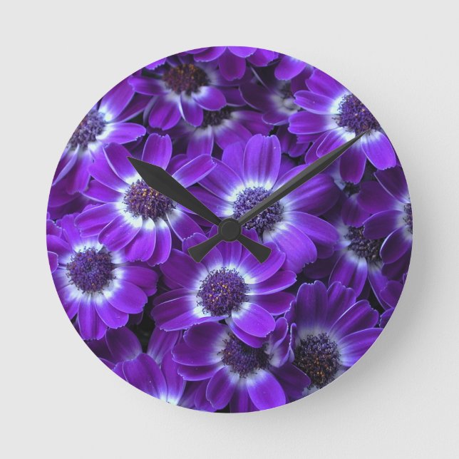 Purple Cineraria Round Clock (Front)