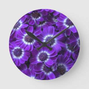 Purple Cineraria Round Clock