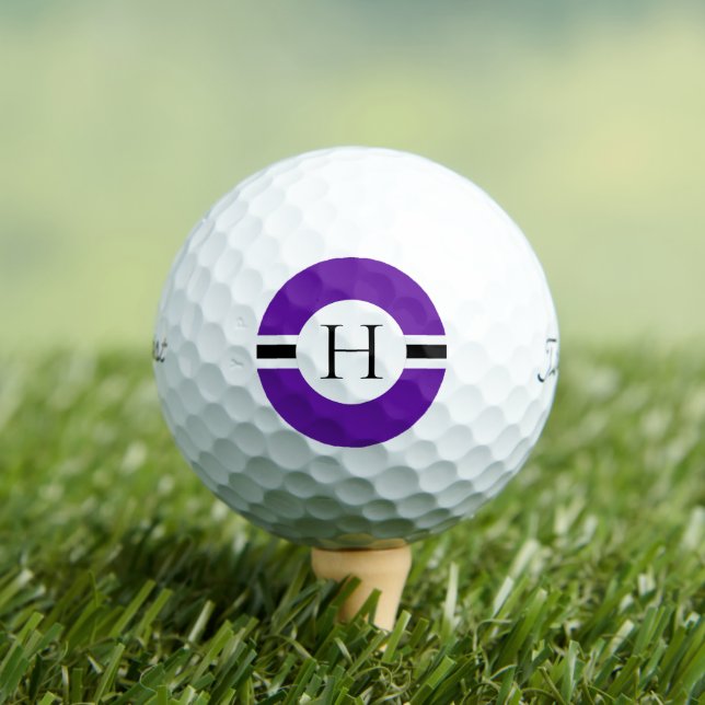 Purple Circle Personalised Golf Ball (3) HAMbWG (Insitu Tee)