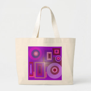 purple circles and squares large tote bag