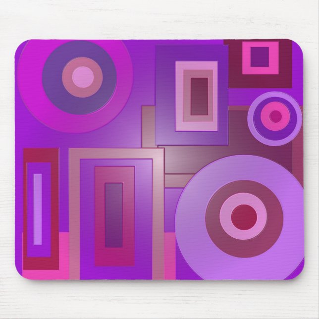 purple circles and squares mouse pad (Front)