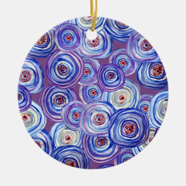 Purple Circles Decorative  Ornament (Front)