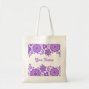 Purple Circles Pattern-Monogram Tote Bag
