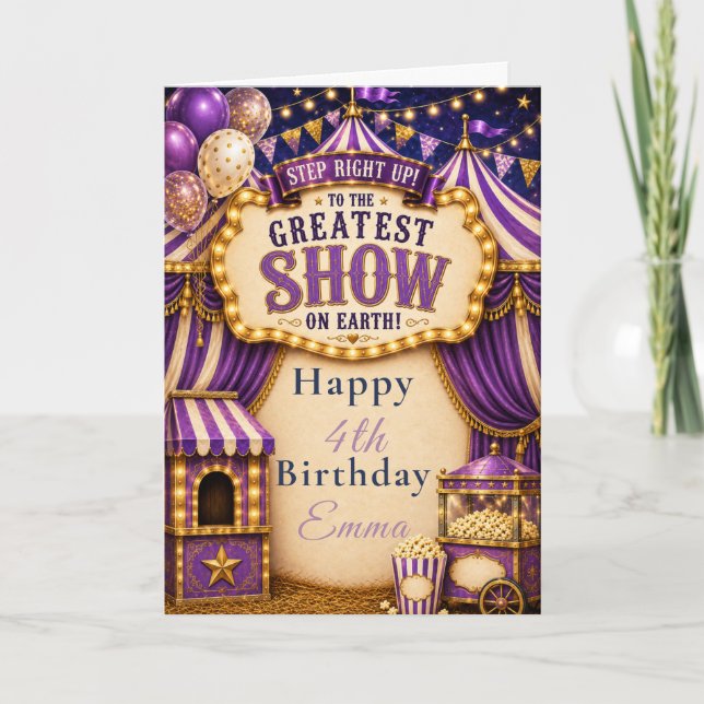 Purple Circus Party Card (Front)
