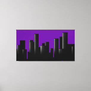 purple cityscape canvas print