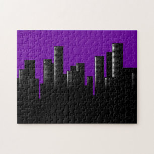 purple cityscape jigsaw puzzle