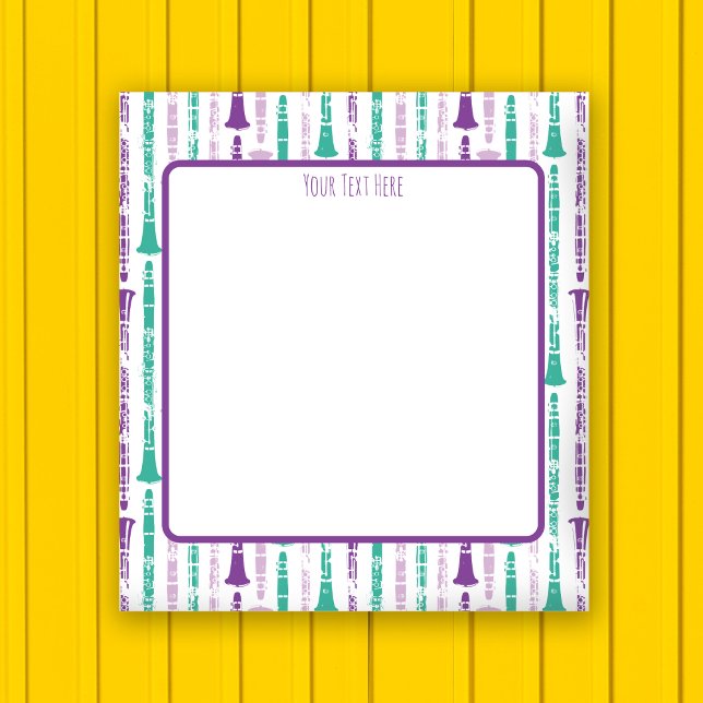 Purple Clarinet Customisable Musical Instrument  Notepad (Customizable clarinet notepad for musicians.)