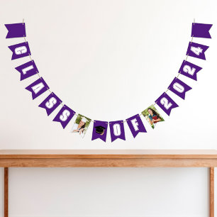 Purple Class of 2024 Graduate Photo Graduation Bunting