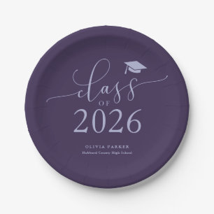 Purple Class of 2025 Graduation Party Paper Plate