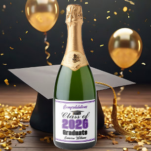 Purple Class of 2026 Graduation Party Custom Sparkling Wine Label