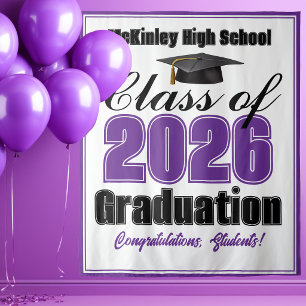 Purple Class of 2026 Graduation Party Photo Booth Tapestry