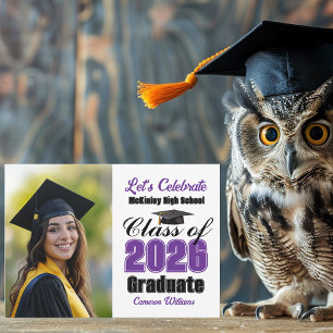 Purple Class of 2026 Photo Graduation Party Invitation